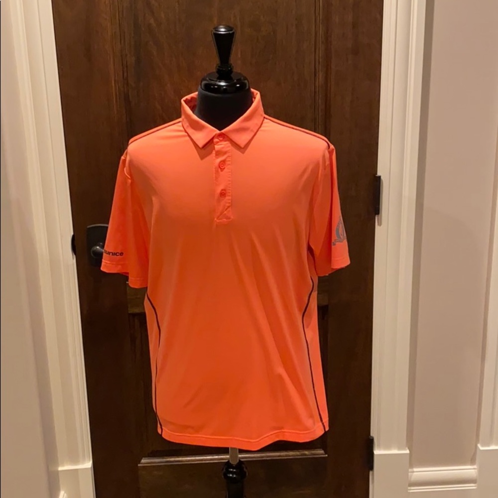 Sunice orange large golf polo.